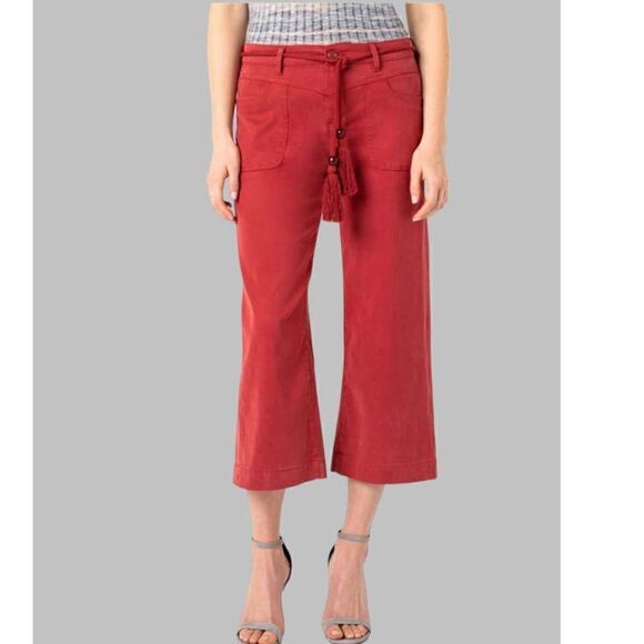 LIVERPOOL JEANS Wide Leg Capri Pants in Burnt Red Size 8 - Picture 1 of 12